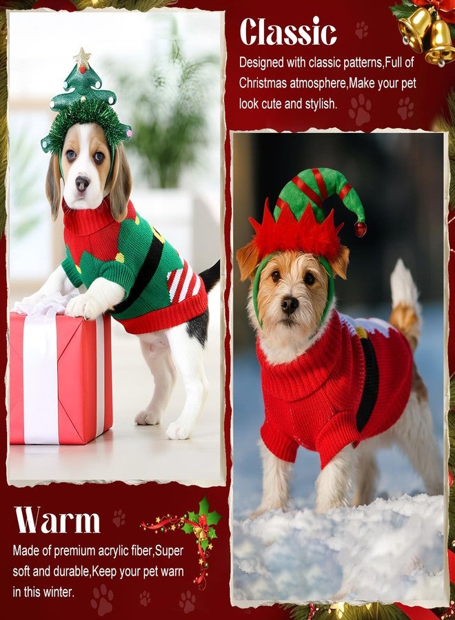 مجموعة أزياء عيد الميلاد للكلاب من SilTriangle، 8 قطع، تتضمن كنزات وعصابة رأس، ملابس شتوية محبوكة، ملابس عيد الميلاد، طوق شعر قابل للتعديل، إكسسوارات أزياء الحيوانات الأليفة (كبير) - Image 5